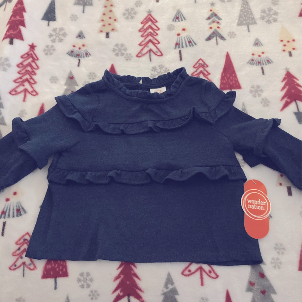 Wonder nation long sleeve knit girls ruffled top